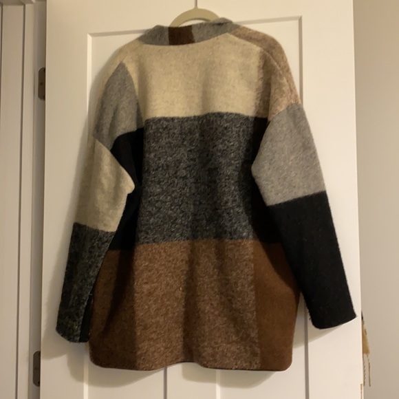 EUC Carre Noir Brown Check Sweater Coat Size XS - Picture 3 of 5